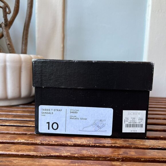 J. Crew Metallic Silver Tabbie T- Strap Sandals - Picture 7 of 7